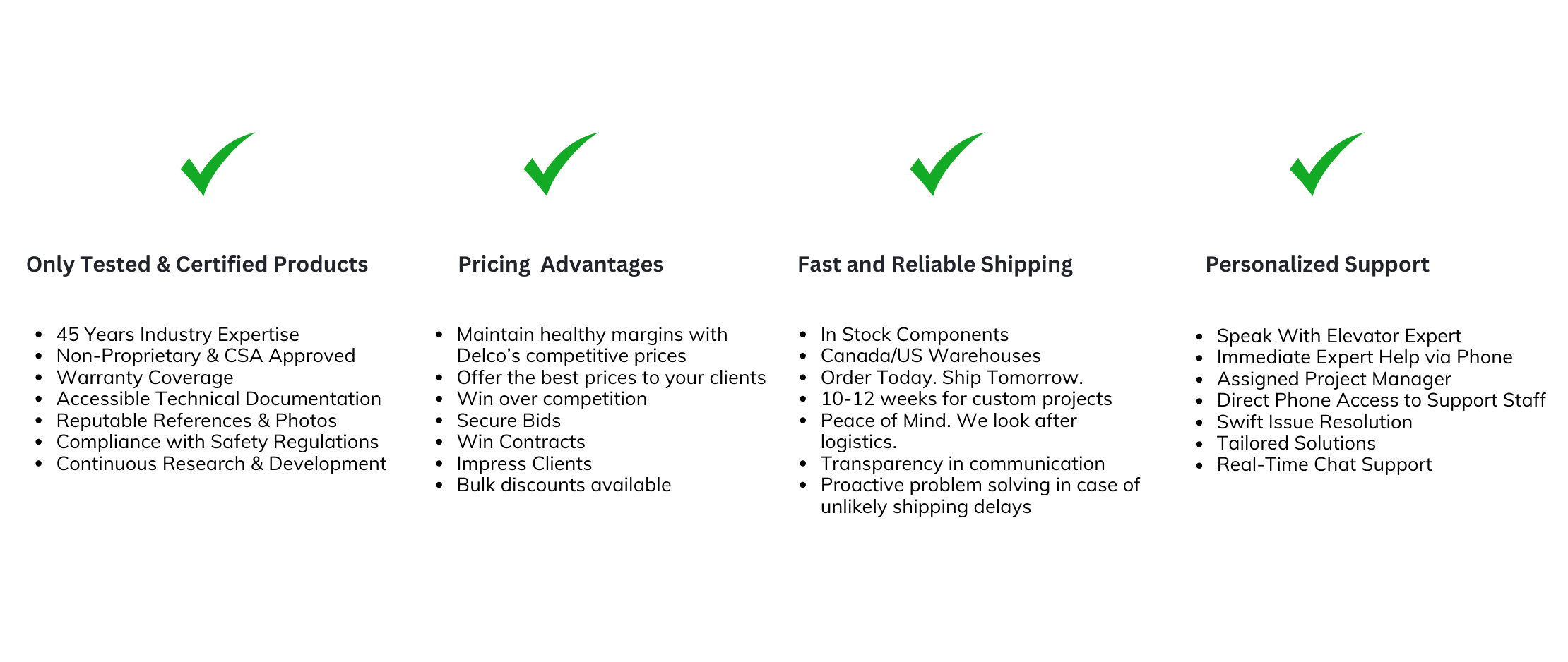 Delco Elevator Prooducts Benefits USA