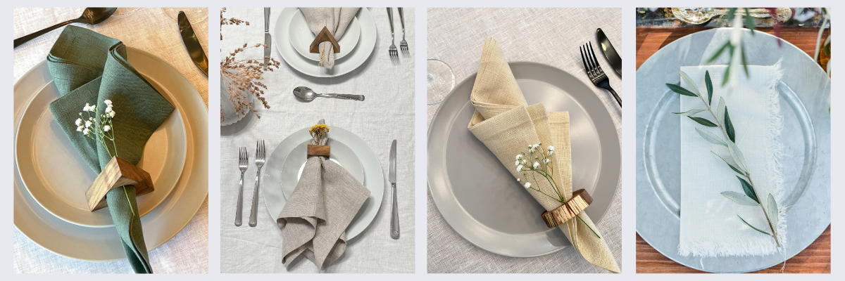 luxury tableware natural linen napkins table runner