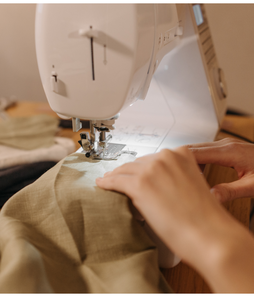natural linen cloth sawn into a tablecloth