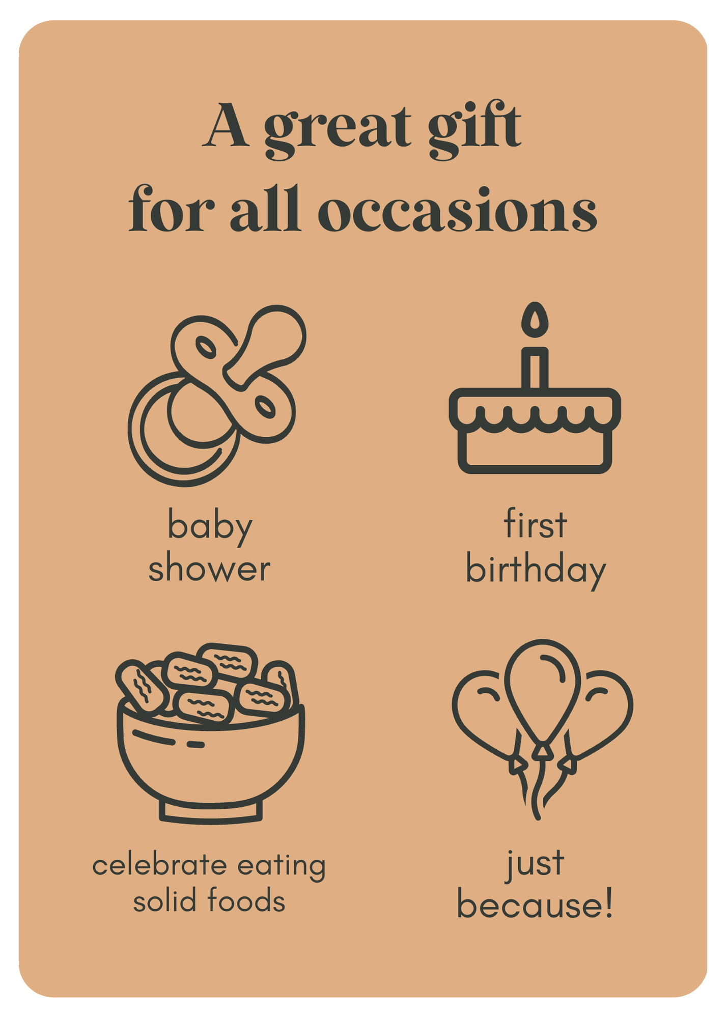 our silicone bibs are a great gift for any occasion. Graphic states, a great gift for all occasions, baby shower, first birthday, celebrate eating solid foods, and just because. 