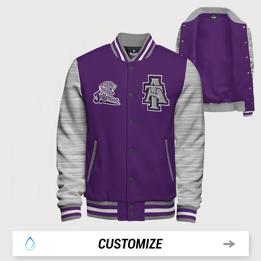 Cotton Fleece Purple Varsity Jacket