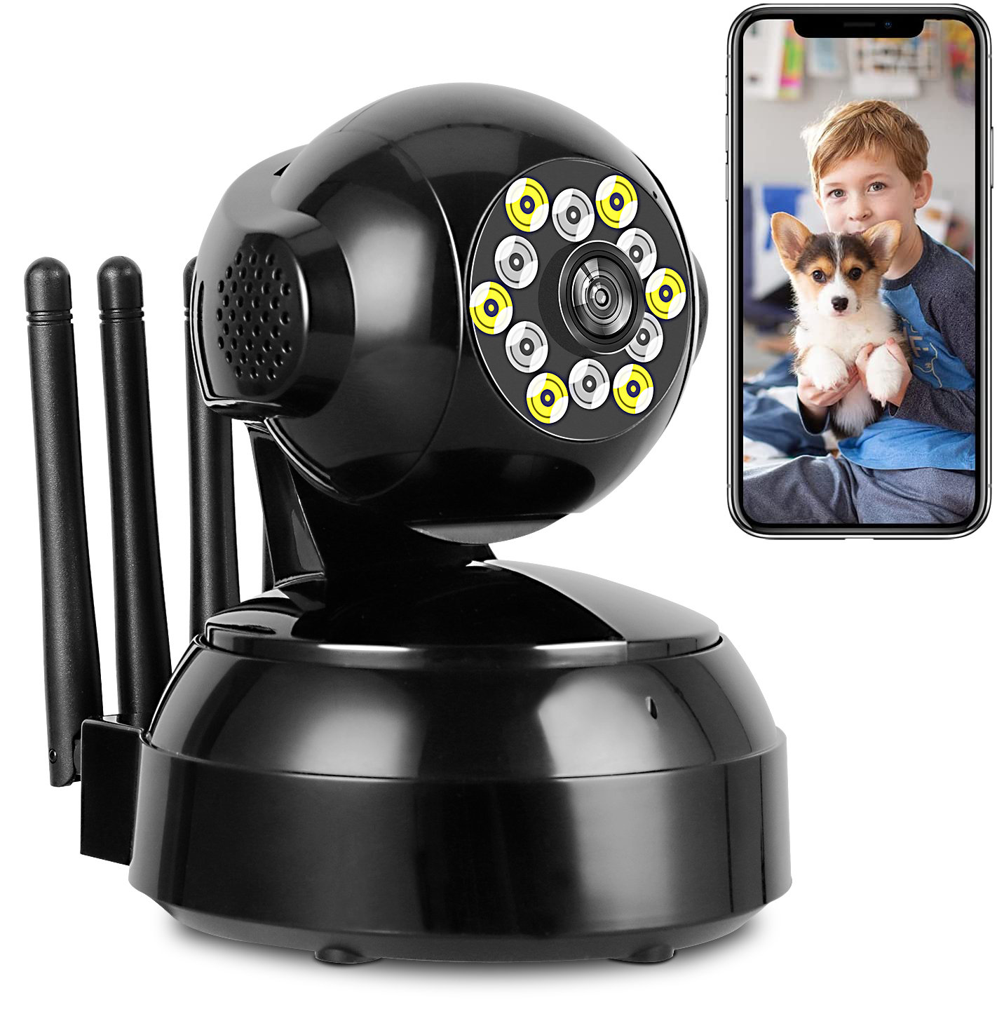 Cámara de vigilancia WiFi Cámara IP 1080P WiFi Smart Home Cámara interior  para bebé/mascota/niñera, conversación de 2 vías, visión nocturna,  detección